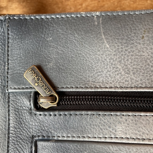 Anuschka Kitten Bag Gray Leather Hand Painted Cats and Flowers - Picture 10 of 14